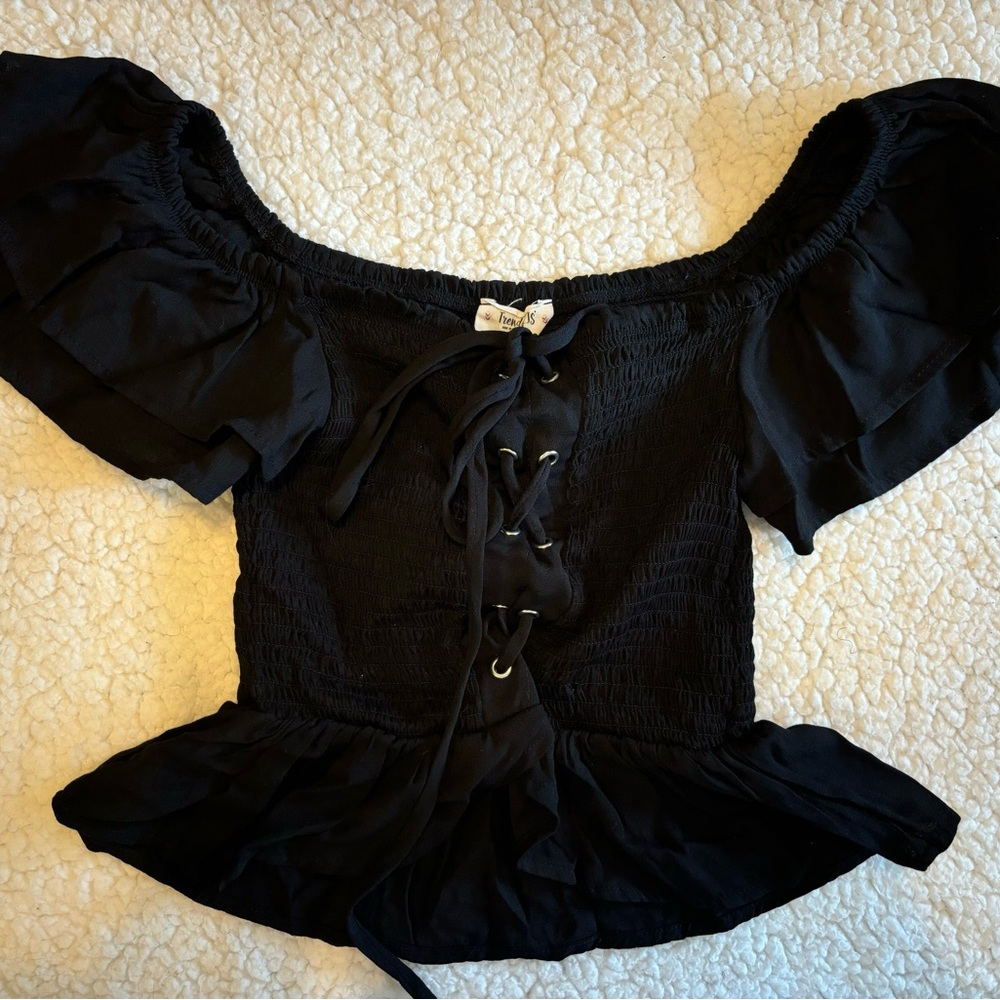 Super Cute Cropped Blouse with Corset Detail